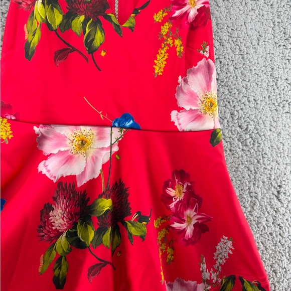 Ted Baker Red Floral Mini Dress Kinle - Picture 12 of 16